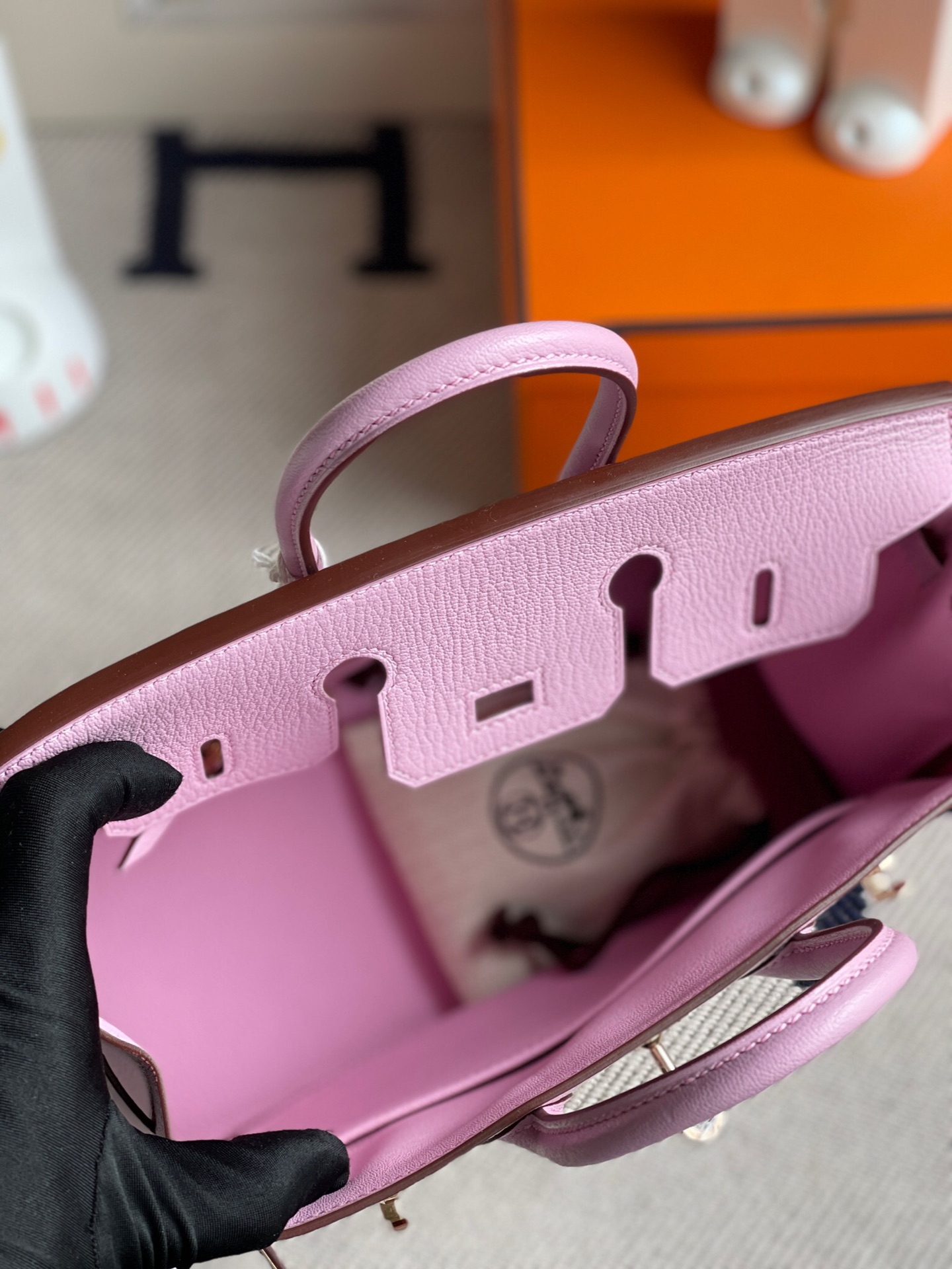 에르메스 버킨백25 핑크퍼플 로즈골드 염소가죽